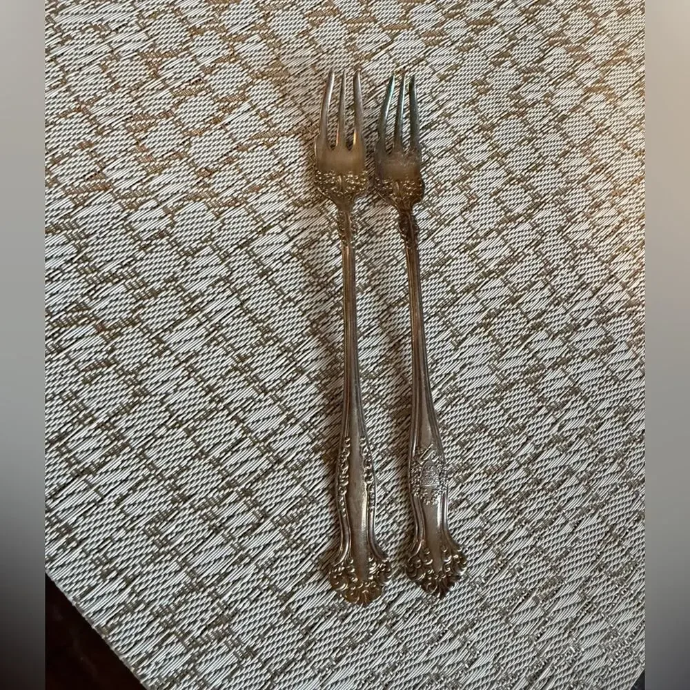 Antique  Silver cocktail oyster Fork Set Roger Bros